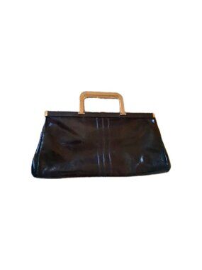 Vintage Jane Shilton England bag black leather purse mod retro handbag